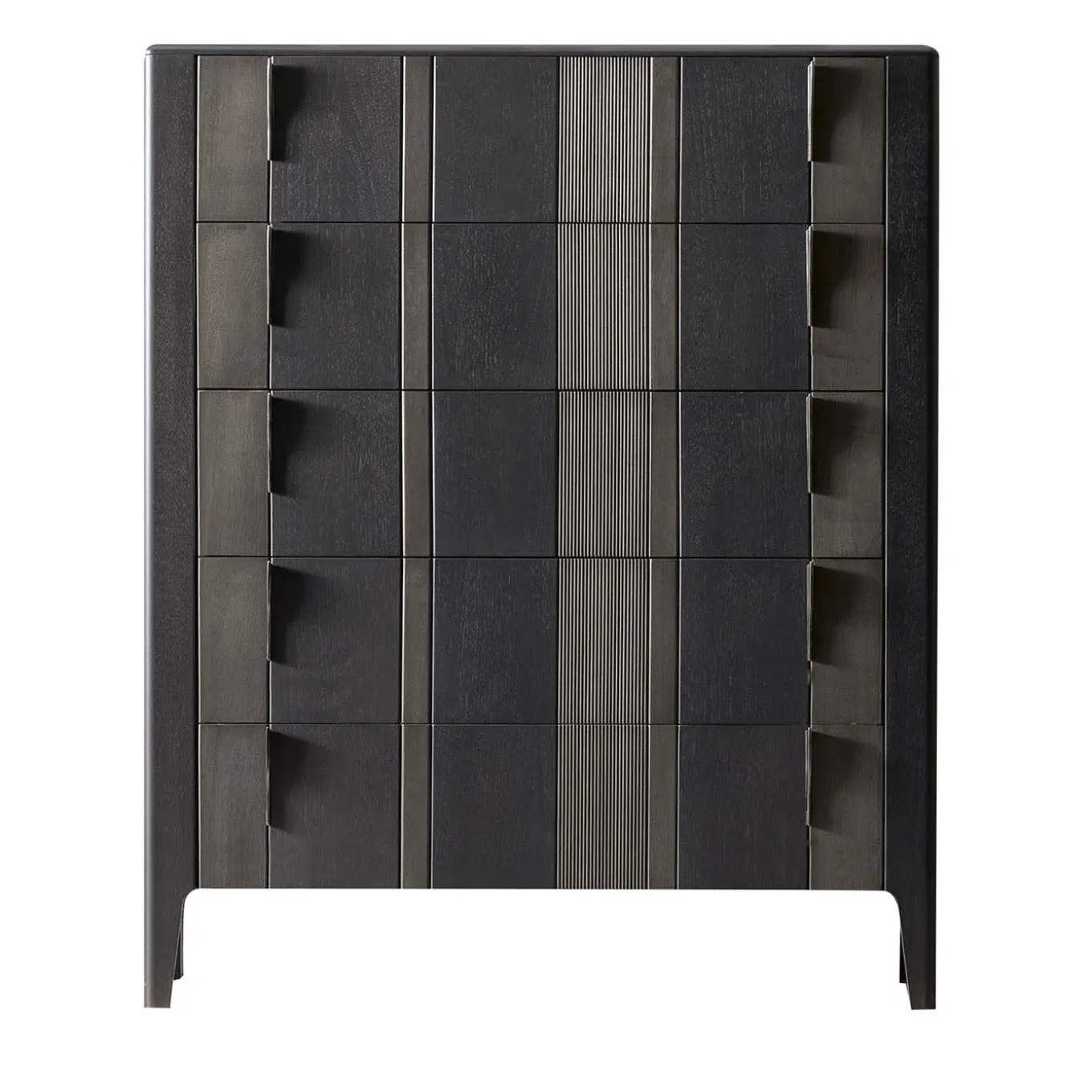 Domino 5-Drawer Two-Toned Gray Canaletto Walnut Chest of Drawers
