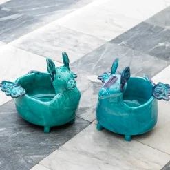 Donkey with Wings Light Blue Ceramic Figurine