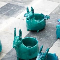 Donkey with Wings Light Blue Ceramic Figurine