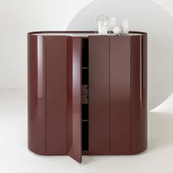 6-Door Medium Glossy Red-Lacquered Cabinet