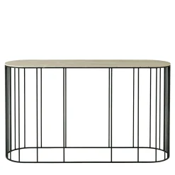 Doppler Matt Black Metal And Travertino Marble Console