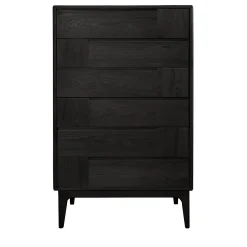 Dovetail Scandinavian Black Six-Drawer Dresser