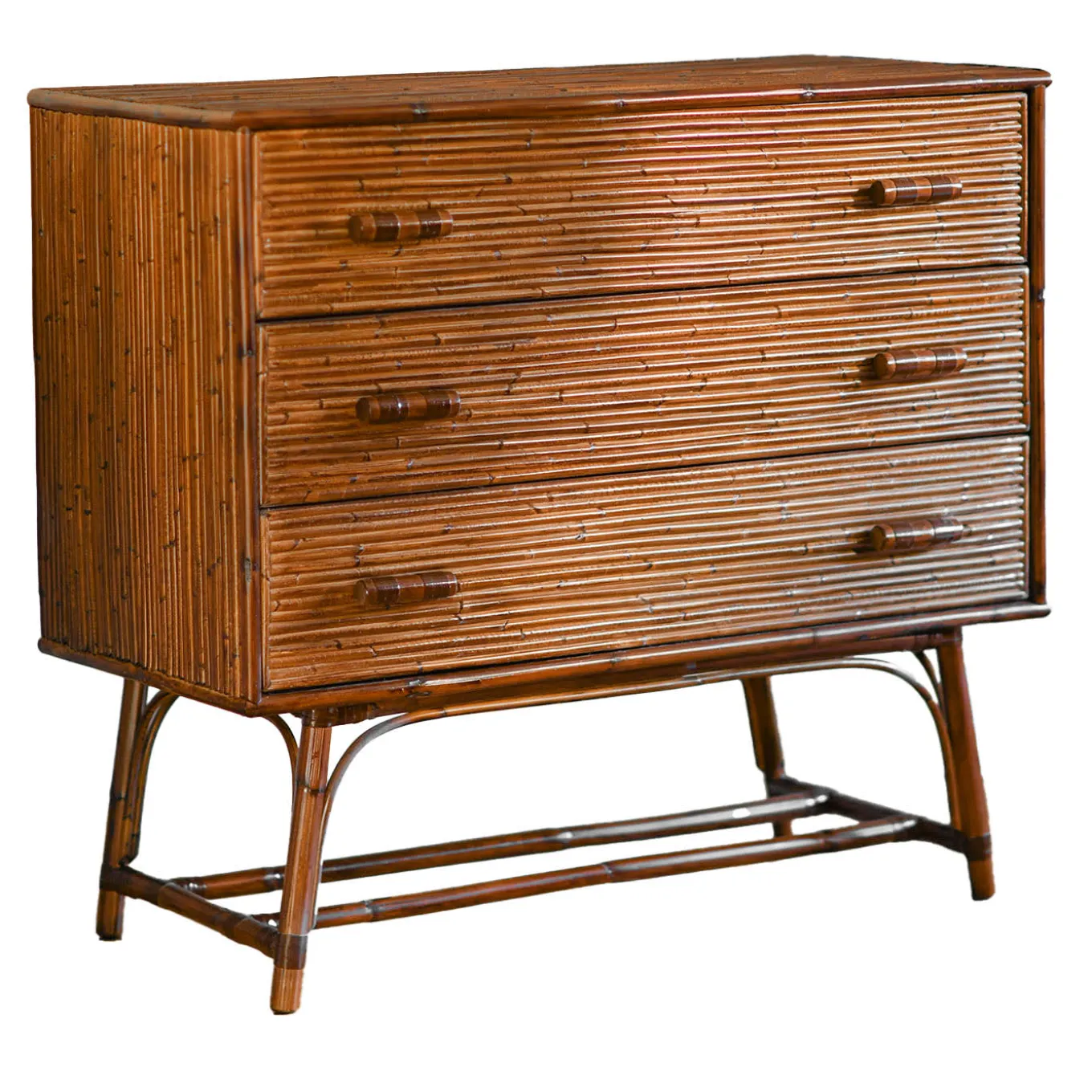 3-Drawer Four-Legged Bamboo Chest of Drawers