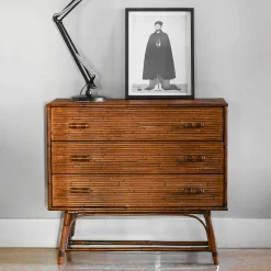 3-Drawer Four-Legged Bamboo Chest of Drawers