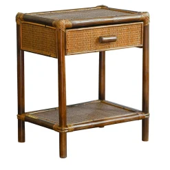 1-Drawer Wicker & Bamboo Nightstand