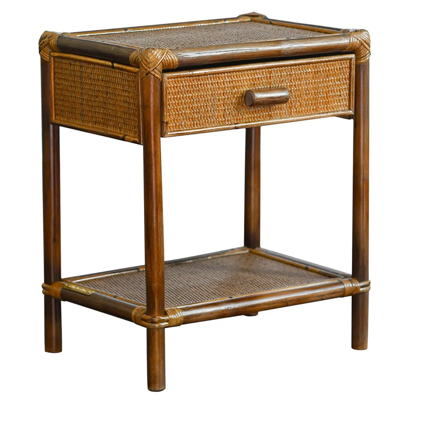 1-Drawer Wicker & Bamboo Nightstand