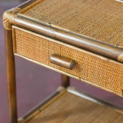1-Drawer Wicker & Bamboo Nightstand
