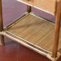 1-Drawer Wicker & Bamboo Nightstand