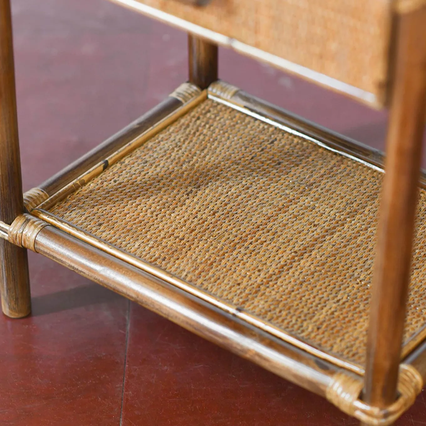 1-Drawer Wicker & Bamboo Nightstand