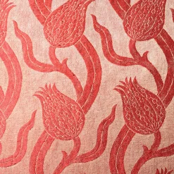 Dresda Square Floral Coral Linen & Silk Cushion