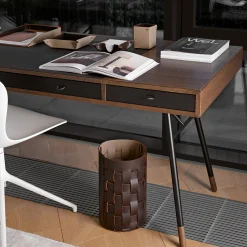 Dubai chocolate and cappucino leather waste basket