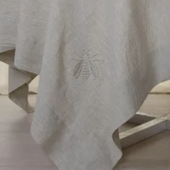Dunans III Gray Large Bee Embroidered Tablecloth