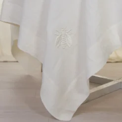Dunans III Ivory Large Bee Embroidered Tablecloth