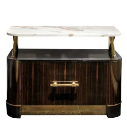 Ebony and Calacatta Bedside Table
