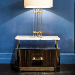 Ebony and Calacatta Bedside Table
