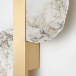 Eclipse Satin brass and Alabaster Wall Sconce