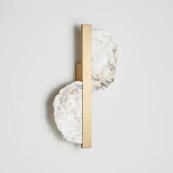 Eclipse Satin brass and Alabaster Wall Sconce