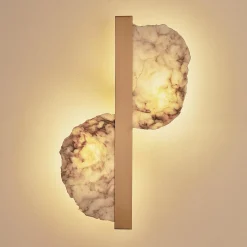 Eclipse Satin brass and Alabaster Wall Sconce
