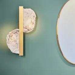 Eclipse Satin brass and Alabaster Wall Sconce