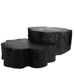 Eclipse Set of 2 Carved Black Coffee Tables