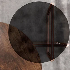 ECLISSE Round Walnut & Glass Coffee Table