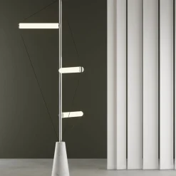 Ed047 Chrome Floor Lamp with White Base