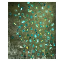 Eden Green Velvet Hand-Painted Tapestry