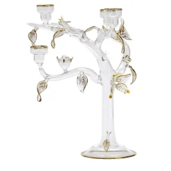 Eden Medium Gold Glass Candleholder