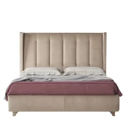 Edo Quilted Beige Velvet Bed