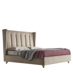 Edo Quilted Beige Velvet Bed