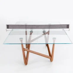 Effetto 71 Walnut And Glass Top Table Tennis And Dining Table