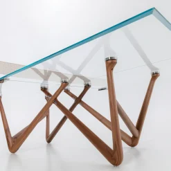 Effetto 71 Walnut And Glass Top Table Tennis And Dining Table