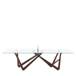Effetto 71 Wenge wood And Glass Top Table Tennis And Dining Table