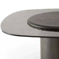 Egg Basso Gray Oval Coffee Table with Glass Top