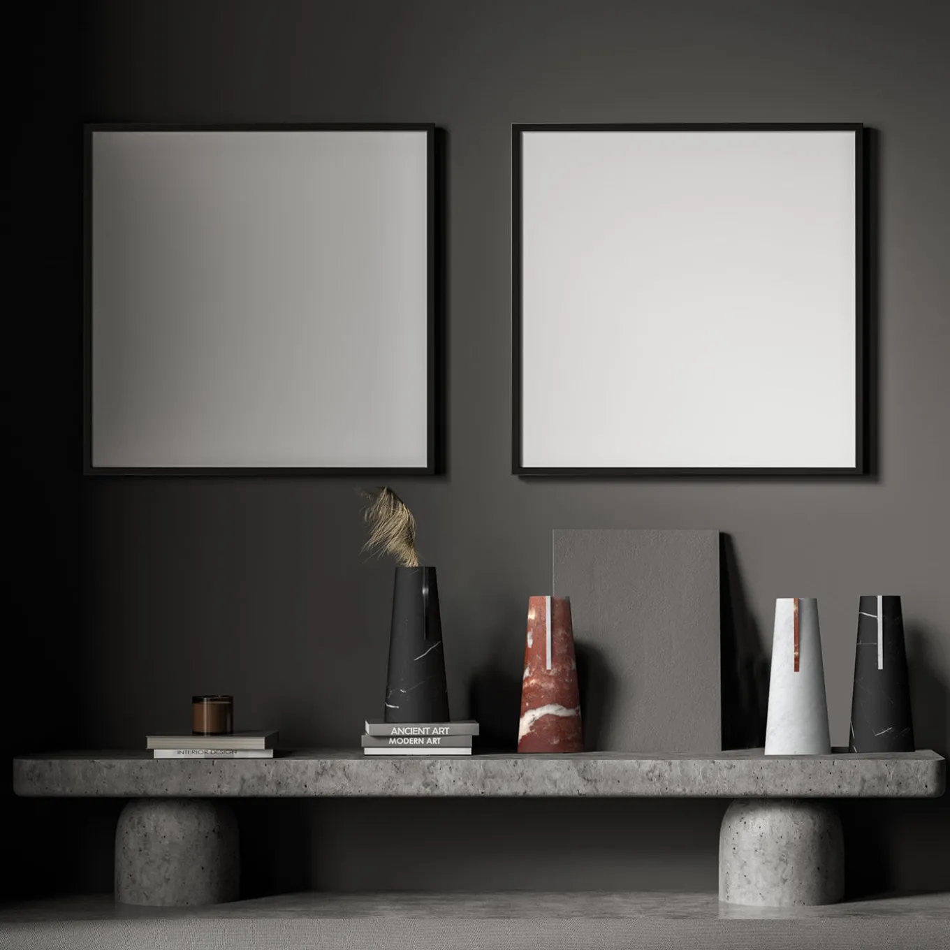 Elara Rosso Francia & White Carrara Vase