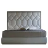 Elegance White Leather & Sycamore Double Bed