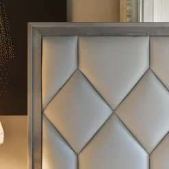 Elegance White Leather & Sycamore Double Bed