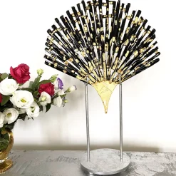 Eleganza Orientale black and gold glass fan shape sculpture