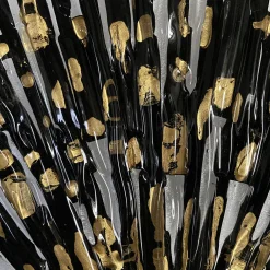 Eleganza Orientale black and gold glass fan shape sculpture