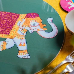 Elephant Set of 2 Green Placemats