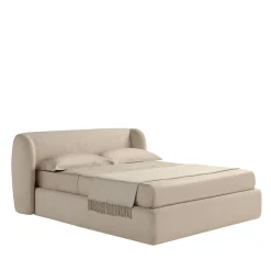 Elisa 905 Beige Upholstered Bed with Storage