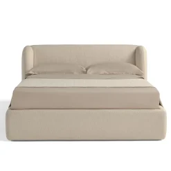 Elisa 905 Beige Upholstered Bed with Storage