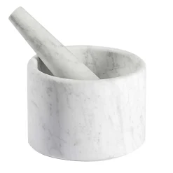 Ellipse Carrara Marble Mortar & Pestle