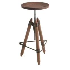 Ello solid Walnut wood and iron Adjustable bar stool