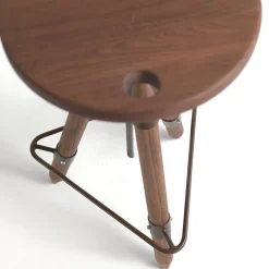 Ello solid Walnut wood and iron Adjustable bar stool