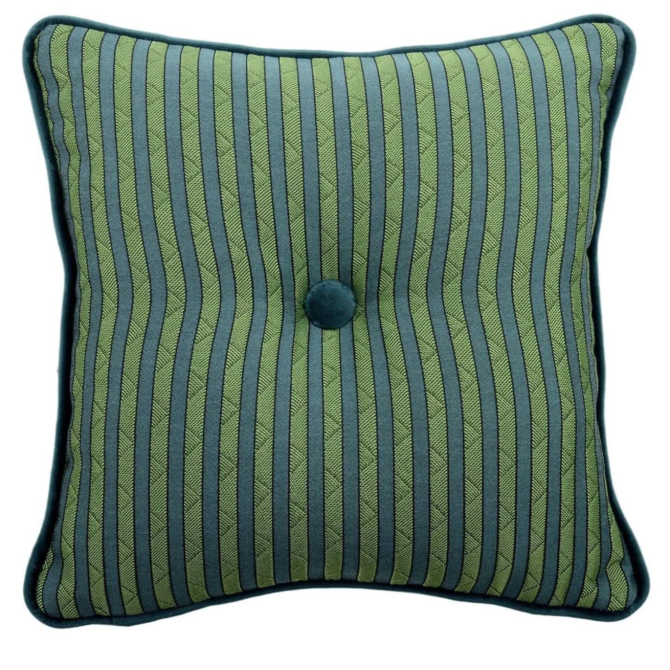 Emerald Carré Cushion in striped jacquard fabric and silk velvet