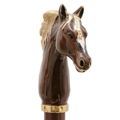 Enameled Brass Brown Wood Shoehorn