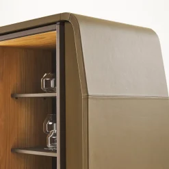 Eno Brown Leather Wine Cabinet