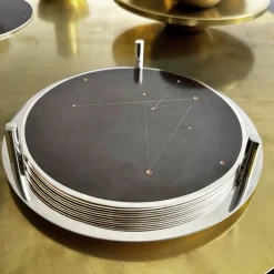 Eon Set of 6 silver-plated and blackened copper coasters