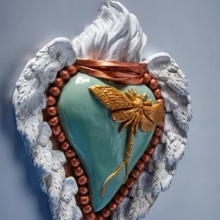 EPHEMERUS EFFECT TEAL AND GOLD CERAMIC HEART